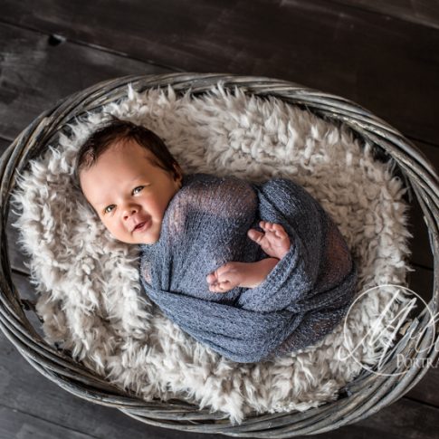 Newborn Portrait in Wicker Basket