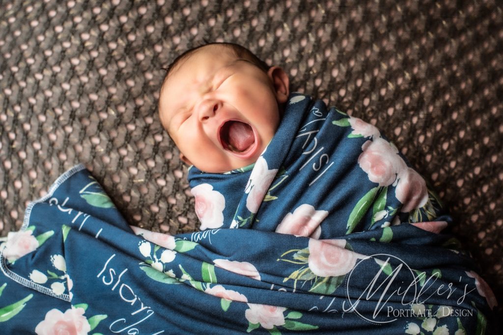 Newborn Portraits With Personalized Swaddle Blankets